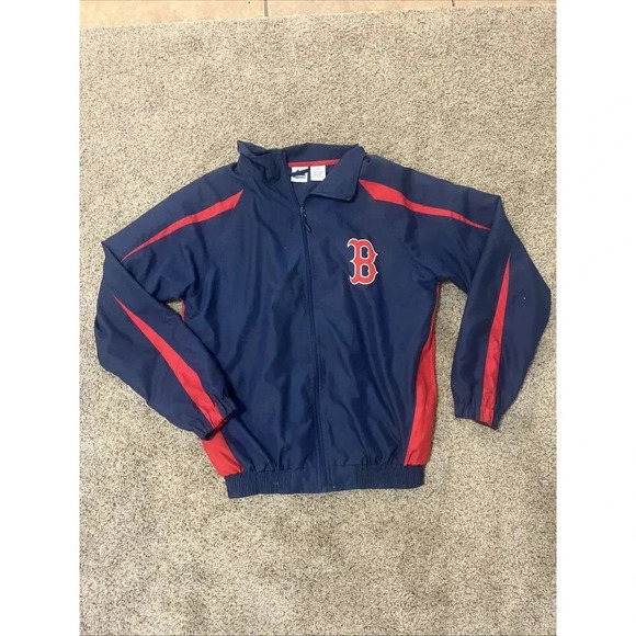 Majestic Boston Red Sox Mens Zip Up Jacket Size‎ MT Training Warm Up Windbreaker - Picture 1 of 11